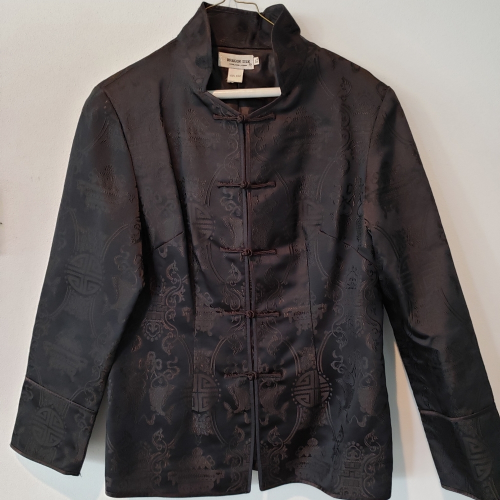 Black Chinese Silk Mandarin Jacket